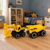 LEAN TOYS Construction Vehicle Set Excavator Dumper Moving Lights Sounds Yellow