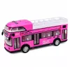 LEAN TOYS Dviaukštis miesto autobusas su atsidarančiomis durimis, šviesomis ir garsais, rožinis