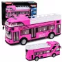 LEAN TOYS Dviaukštis miesto autobusas su atsidarančiomis durimis, šviesomis ir garsais, rožinis