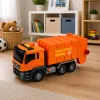 LEAN TOYS Šiukšliavežis su šiukšliadėžėmis, šviesomis ir garsais - oranžinis