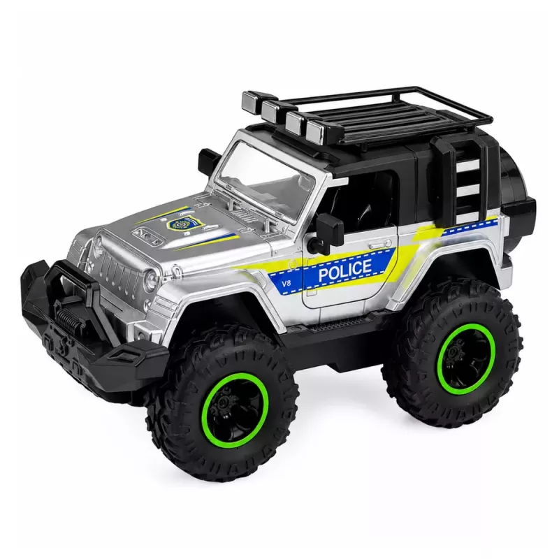 LEAN TOYS Policijos visureigis su arklių priekaba, šviesomis ir garsais