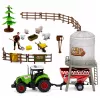 LEAN TOYS Ūkio rinkinys su traktoriumi, tvartu, silosu, figūrėlėmis, gyvūnais, įrankiais – 49 dalys