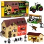 LEAN TOYS Ūkio rinkinys su traktoriumi, tvartu, gyvūnų figūrėlėmis ir aksesuarais, 37 vnt.
