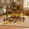 LEAN TOYS Ūkio arklidžių rinkinys su arkliais, kliūtimis, figūrėlėmis ir aksesuarais, 69 vnt.
