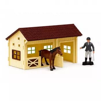 LEAN TOYS Setas „Ūkio arkliai“ Kliūčių ruožas Arklidės Arklių figūrėlės 26 vnt.