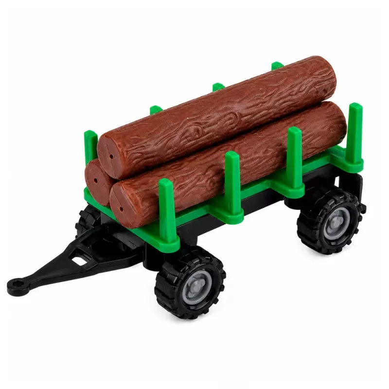 LEAN TOYS Žemės ūkio transporto priemonių rinkinys Traktorius Pašarinis kombainas Medienos priekaba 1:68 4 vnt.