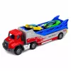 LEAN TOYS Sunkvežimis su rampa, transporteris, paleidimo automobilis, spyruoklinė pavara 1:55