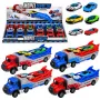 LEAN TOYS Sunkvežimis su rampa, transporteris, paleidimo automobilis, spyruoklinė pavara 1:55