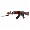 LEAN TOYS AK47 šautuvas, baterijomis maitinamas ginklo rekvizitas su peiliu, dūmų efektu, šviesomis ir garsais