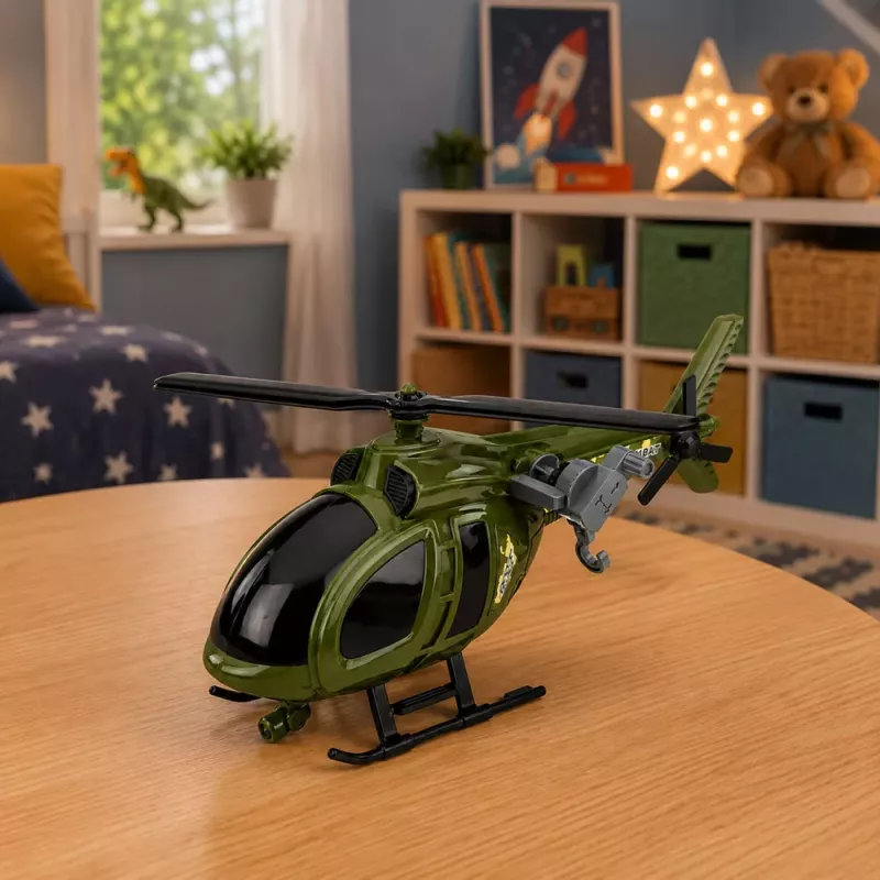 LEAN TOYS Karinis sraigtasparnis su kabliu, šviesomis ir garsais, žalias