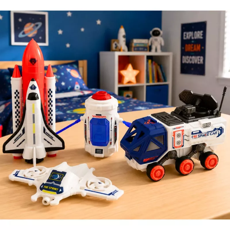 LEAN TOYS Space Set Rocket Shuttle Drone Astronaut Satellite Vehicle