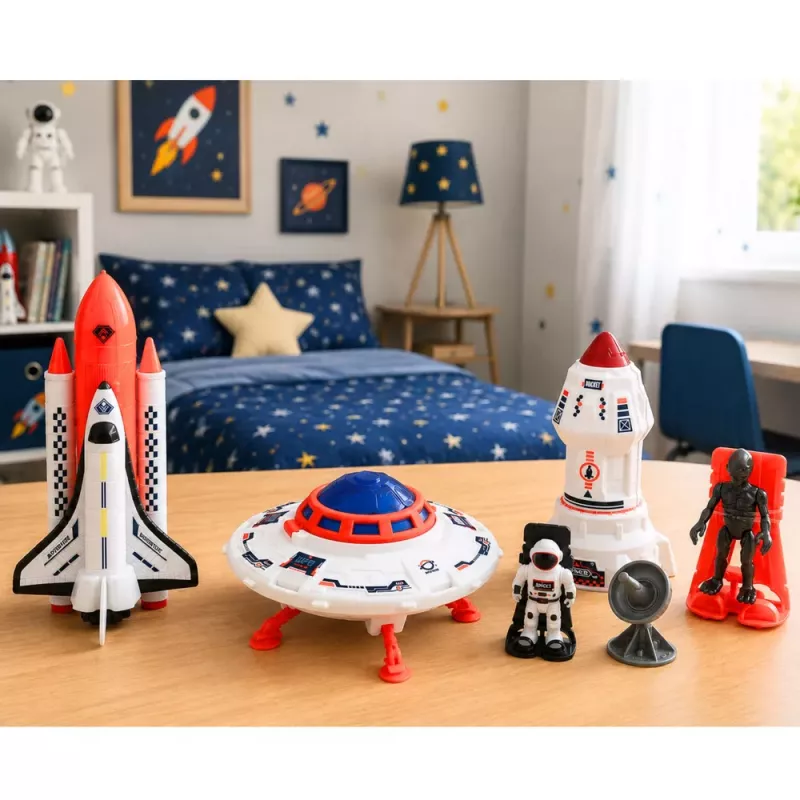 LEAN TOYS Erdvėlaivis NSO Raketa Maršrutinis Autobusas Ateivis Kosmonautas Antenų Rinkinys