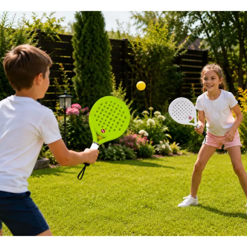 LEAN TOYS paplūdimio ir sodo teniso sporto rinkinys su raketėmis ir putplasčio kamuoliukais