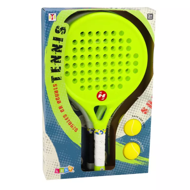 LEAN TOYS paplūdimio ir sodo teniso sporto rinkinys su raketėmis ir putplasčio kamuoliukais