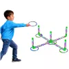 LEAN TOYS Ringo metimo įgūdžių žaidimas vaikams su LED šviečiančiais lankais ir stulpeliais