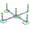 LEAN TOYS Ringo metimo įgūdžių žaidimas vaikams su LED šviečiančiais lankais ir stulpeliais