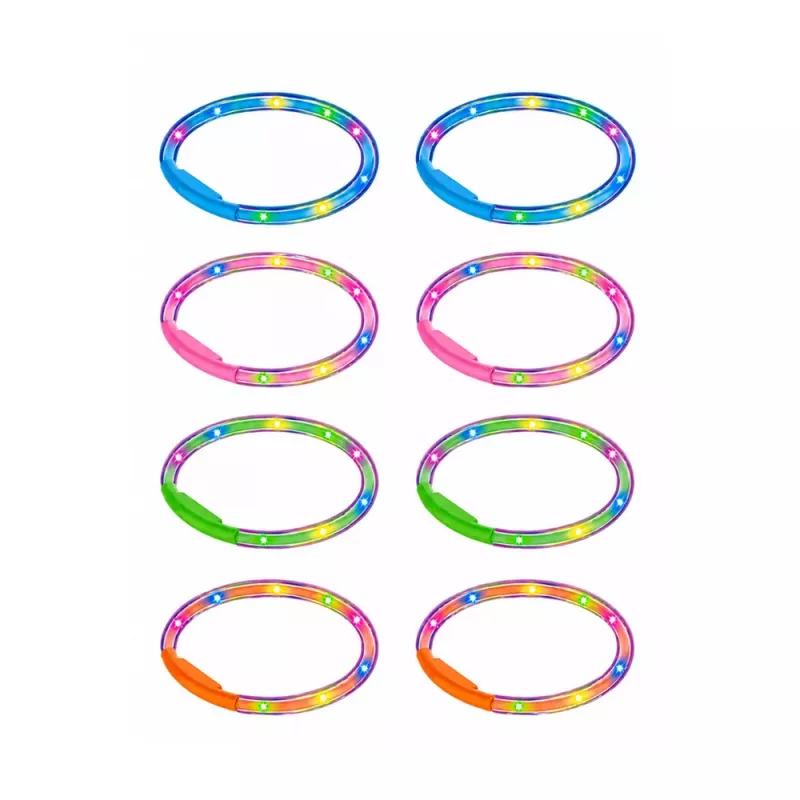LEAN TOYS Ringo metimo įgūdžių žaidimas vaikams su LED šviečiančiais lankais ir stulpeliais