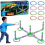 LEAN TOYS Ringo metimo įgūdžių žaidimas vaikams su LED šviečiančiais lankais ir stulpeliais