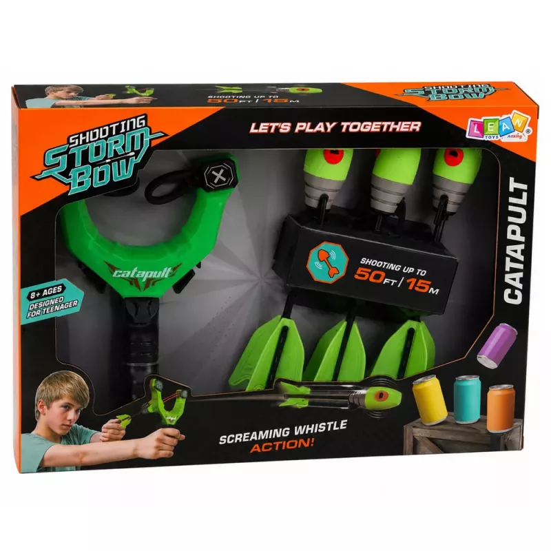 LEAN TOYS Sportinis arkadinis rinkinys su timpa ir švilpiančiomis putplasčio strėlėmis 15M