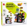LEAN TOYS Supermarket Cash Register Scanner Beverage Dispenser Lights Sounds 65 pcs.