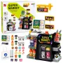 LEAN TOYS Supermarket Cash Register Scanner Beverage Dispenser Lights Sounds 65 pcs.