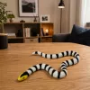 LEAN TOYS guminė gyvatės figūrėlė, tampri, realistinė, juoda ir balta, 33 cm