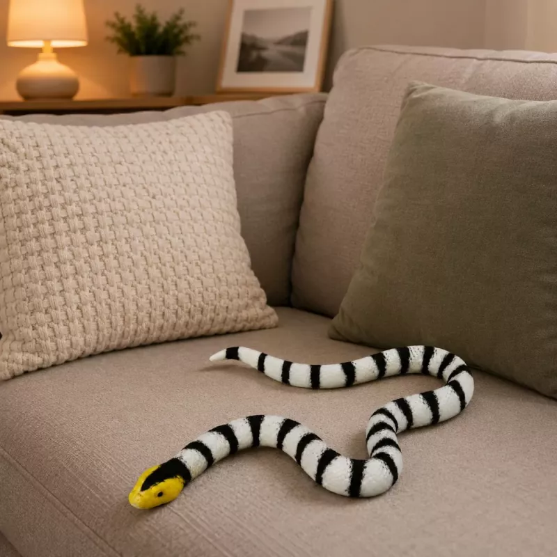 LEAN TOYS guminė gyvatės figūrėlė, tampri, realistinė, juoda ir balta, 33 cm