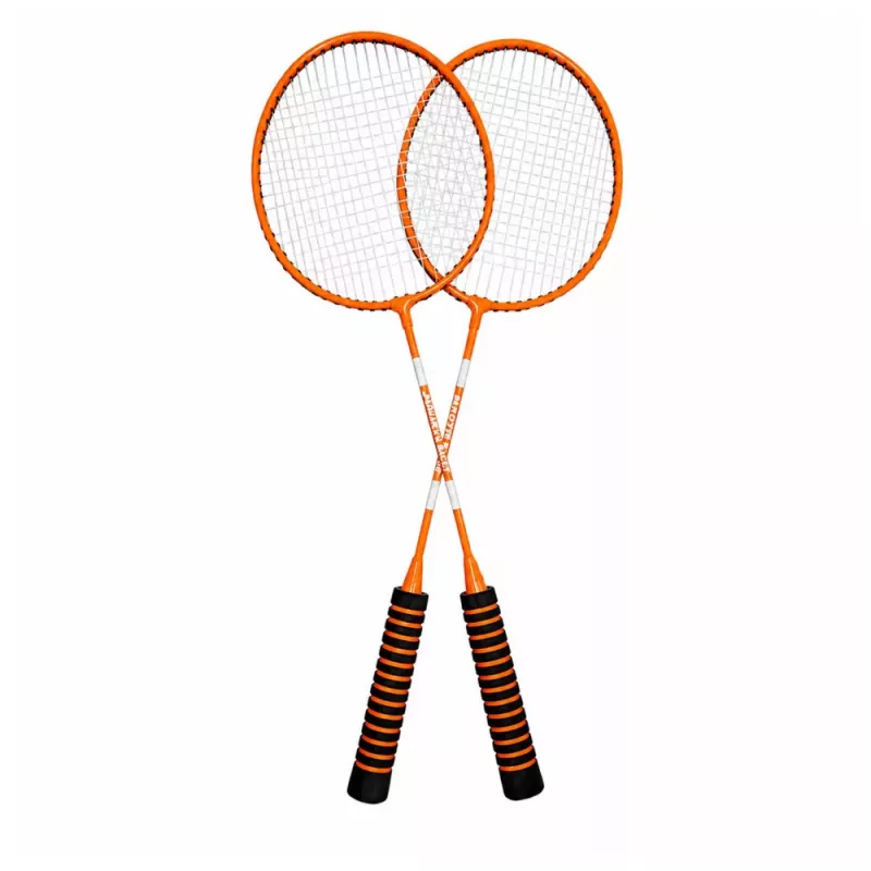 LEAN TOYS Badminton komplektas su raketėmis, volanėliais ir dėklu, oranžinis