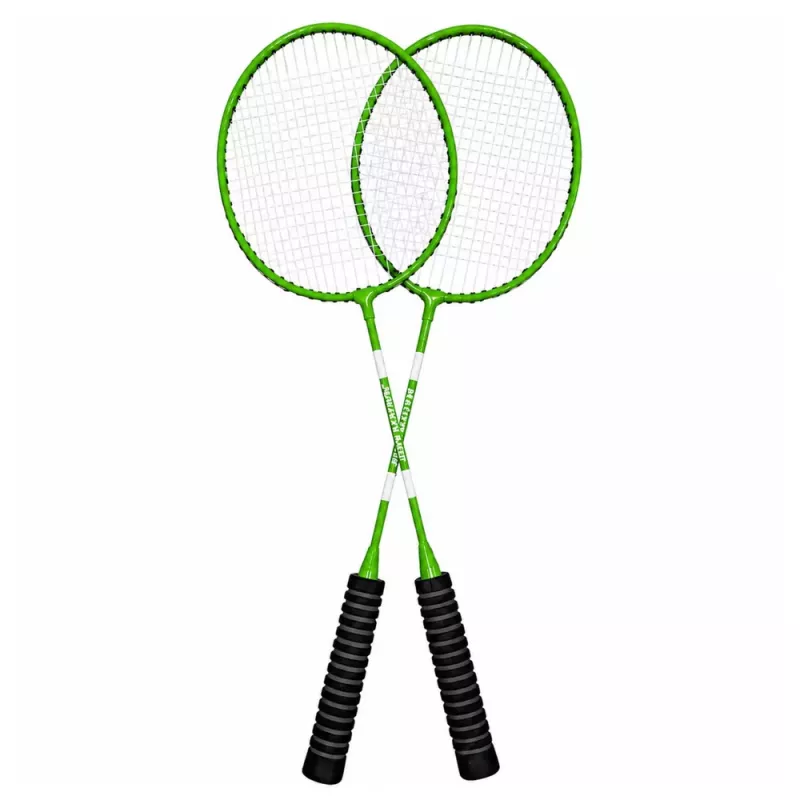 LEAN TOYS Badminton komplektas su raketėmis, volanėliais ir dėklu, žalia