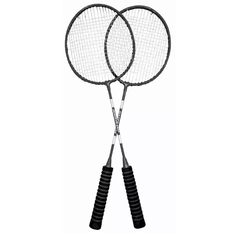 LEAN TOYS Badminton komplektas su raketėmis, volanėliais ir dėklu, juodas