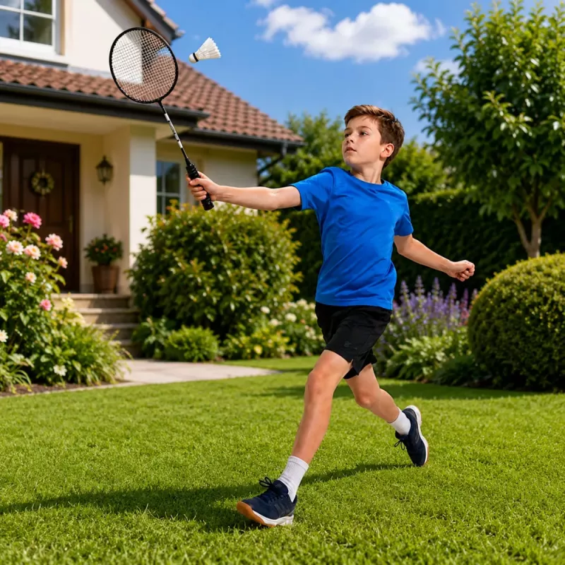 LEAN TOYS Badminton komplektas su raketėmis, volanėliais ir dėklu, juodas