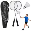LEAN TOYS Badminton komplektas su raketėmis, volanėliais ir dėklu, juodas