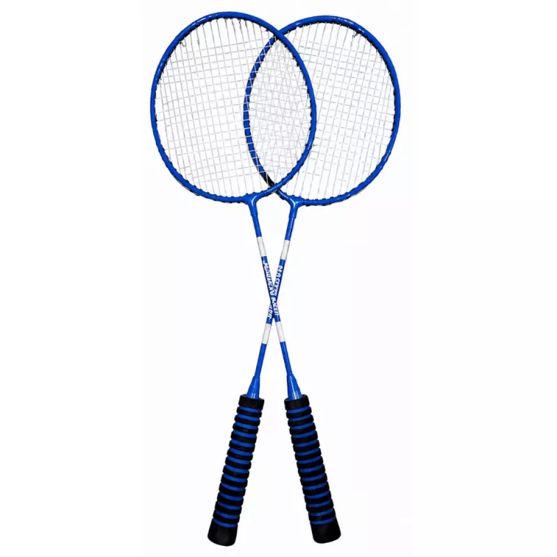 LEAN TOYS Badminton rinkinys su 2 raketėmis, 3 volanėliais ir nešiojimo dėklu - mėlyna