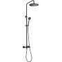 DEANTE Rain Shower with Shower Faucet - Black, Wall-Mounted Shower Column System with Square Rain Shower Head 250x250 mm, Single-Lever Mixer, Brass Faucet Body, Stainless Steel Column, Height Adjustable 800-1150 mm