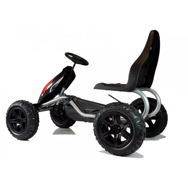 LEAN CARS Gokart B012 Inflatable Tires Black Pedal Go-Kart for Kids 3-8 Years