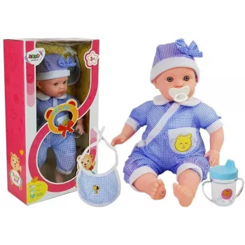 LEAN TOYS Lėlė Kūdikis 45 cm Mėlyni Drabužiai