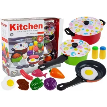 LEAN TOYS Virtuvės rinkinys Indai Maistas 22 vnt.