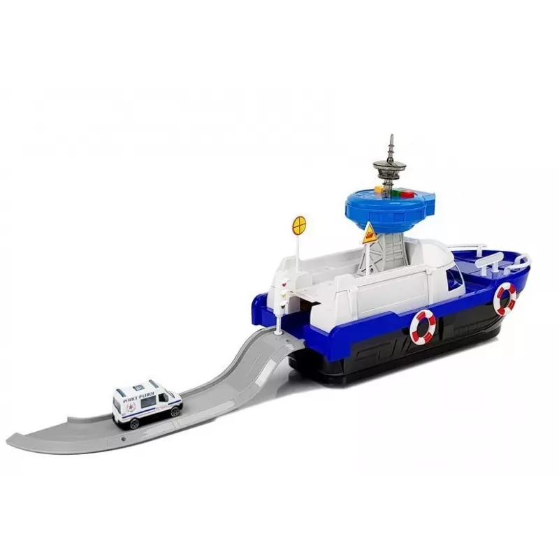 LEAN TOYS Policinis transportinis laivas su automobiliais, garsais ir šviesomis