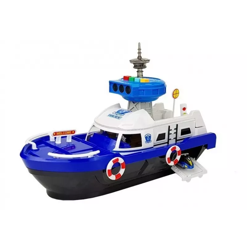 LEAN TOYS Policinis transportinis laivas su automobiliais, garsais ir šviesomis