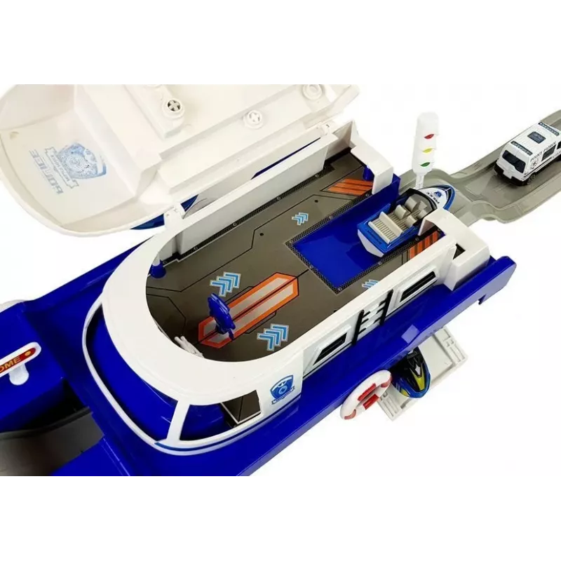 LEAN TOYS Policinis transportinis laivas su automobiliais, garsais ir šviesomis