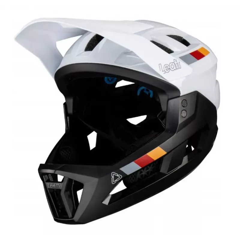 LEATT MTB Enduro 2.0 V23 Dviračio Šalmas su Nuimamu Smakro Apsaugu, Dydis L (59-63 cm), Baltas