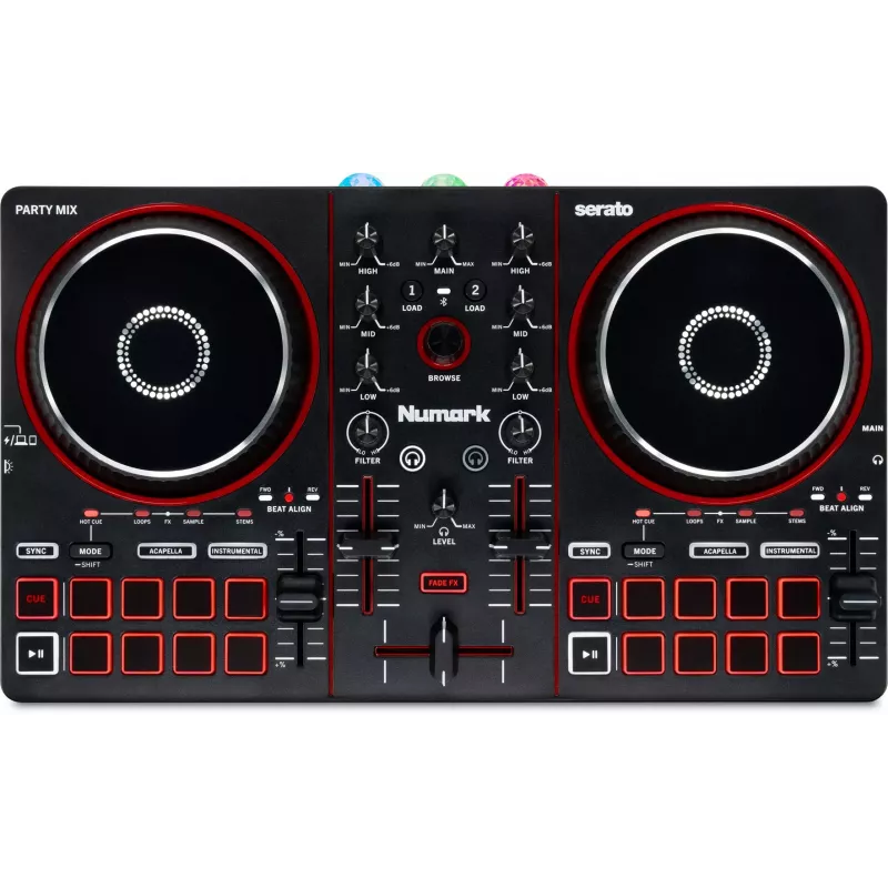 Numark Party Mix MKIII DJ valdiklis su įmontuotais garsiakalbiais ir šviesų šou
