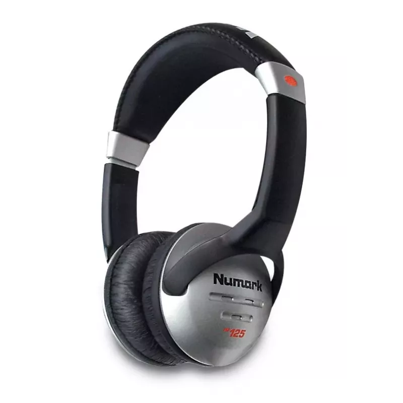 Numark HF125 DJ ausinės – uždengiančios ausis, uždaro tipo, 40 mm tvarkyklės, juodos