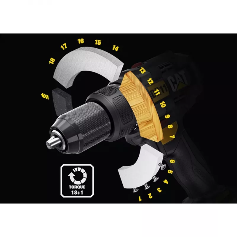 CATERPILLAR DX11 18V 2x2.0Ah Li-Ion belaidis gręžtuvas-suktuvas