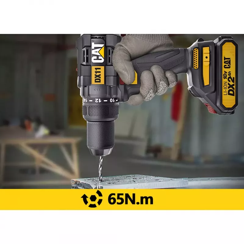 CATERPILLAR DX11 18V 2x2.0Ah Li-Ion belaidis gręžtuvas-suktuvas