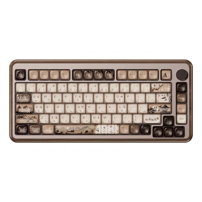 AKKO MU02 Mountain Seclusion 65% mechaninė klaviatūra - kelių režimų (Bluetooth/2.4GHz/laidinis) su Akko CS Jelly White jungikliais, RGB, PBT ASA klavišų dangteliais, 68 klavišai