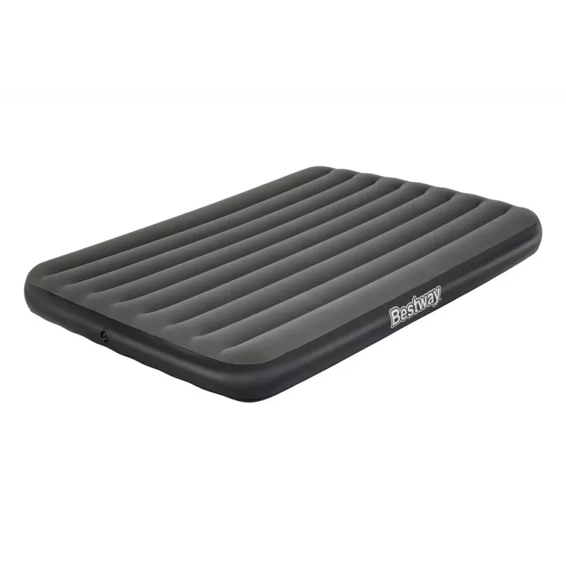 Bestway Pavillo Inflatable Airbed Queen 203x152x25 cm su įmontuotu kojiniu siurbliu, flokuotu viršumi, spiralinių sijų konstrukcija, pilka/mėlyna