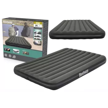 Bestway Pavillo Inflatable Airbed Queen 203x152x25 cm su įmontuotu kojiniu siurbliu, flokuotu viršumi, spiralinių sijų konstrukcija, pilka/mėlyna