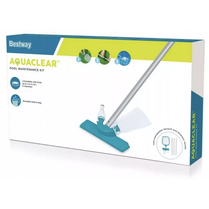 Bestway Flowclear Baseino valymo rinkinys 58013 - Siurbimo galvutė, tinklelis, šepetys, aliumininis strypas
