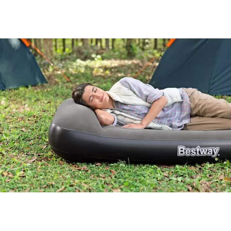 Bestway Tritech pripučiamas čiužinys 99 x 188 x 30 cm viengulis pilkas su įmontuotu elektriniu siurbliu